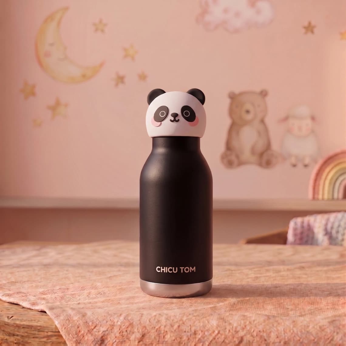 Chicu Tom 3D Animal Steel Water Bottle for Kids | Sipper Bottle | Leak-Proof Hot & Cold